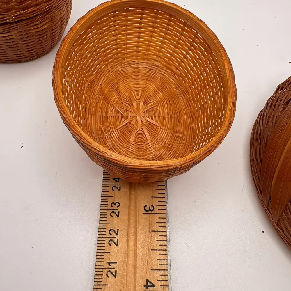 Bamboo Duck Basket Set of 2 Chekiang Chenghsien Woven Mid Century Boho Quirky